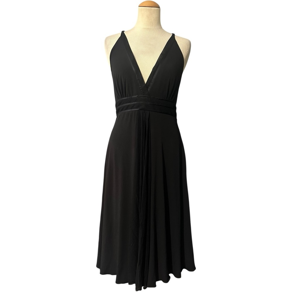 Calvin Klein V Neck A Line Midi Dress Black